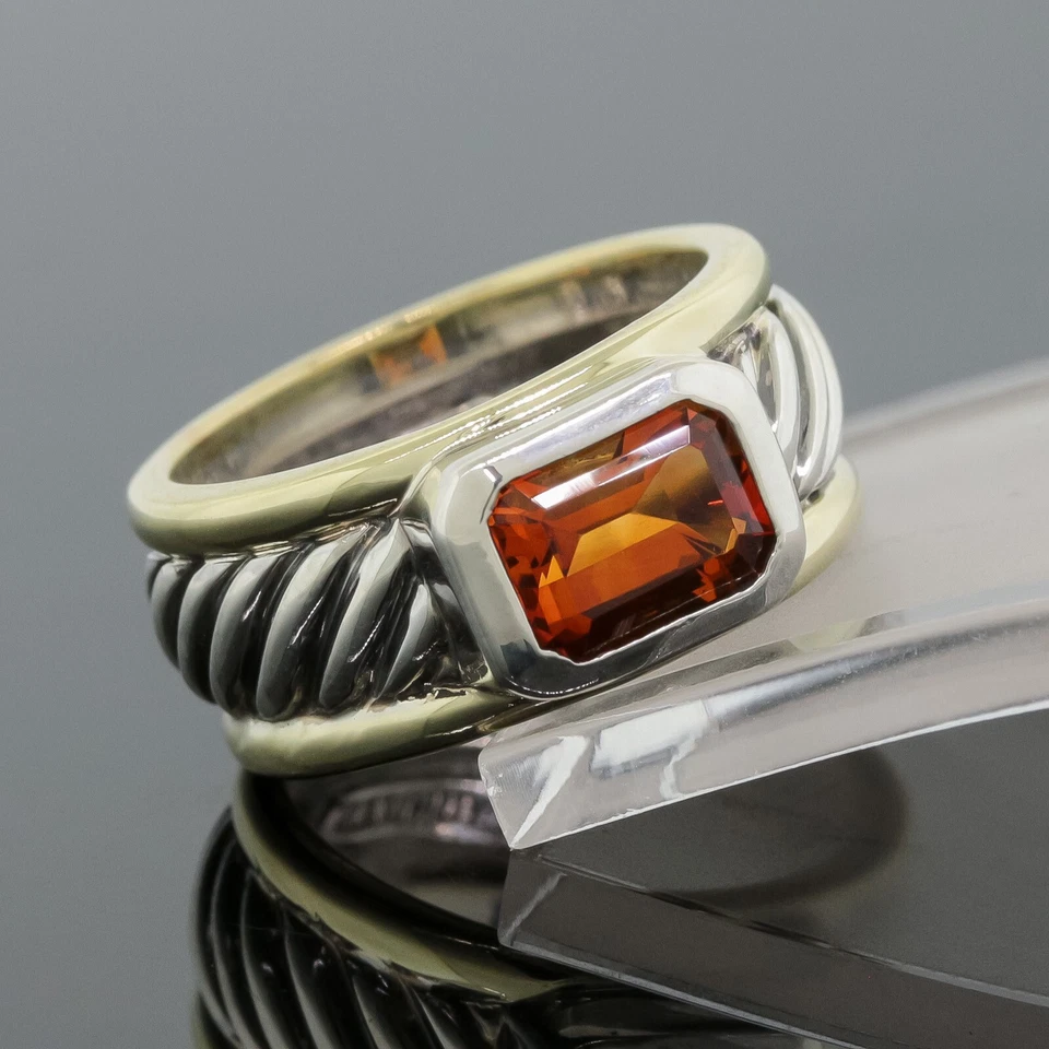 Anillo Cable Citrino David Yurman De Colección Tamaño 6.5 - Plata 925/Oro Amarillo 14K Foto 1 de 4