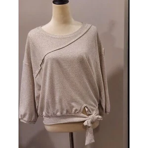 Anthropologie Postmark Bianca Nadelstreifen Ballonärmel vorne gebunden Top Größe S - Bild 1 von 5