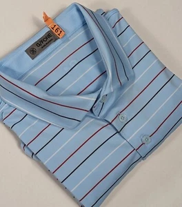 G/Fore Golf Polo Shirt Wicking Stretch Light Blue Striped Men's XL - Picture 1 of 11