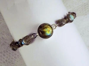 CYNTHIA LYNN ""LEUCHTENDES"" STERLINGSILBER LEUCHTENDES LABRADORIT PERLENARMBAND - Bild 1 von 1