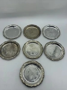 Juego de 7 platos/posavasos/ceniceros chapados en plata de colección EP sobre acero Italia - Imagen 1 de 12