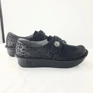 Alegria Women Shoes DEN-435W Black Embossed Leather Neoprene Casual  Sz 39 - Picture 1 of 12