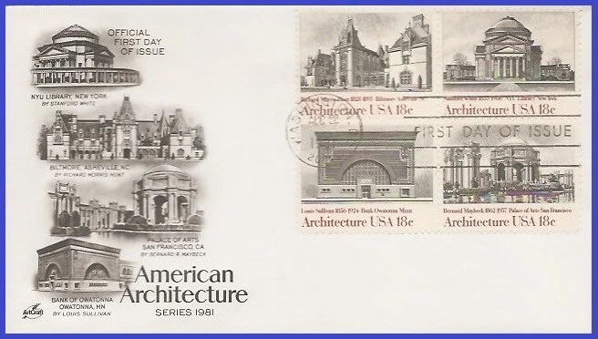 USA3 #1928-31 U/A ARTCRAFT FDC BL4  America Architecture - Image 1 of 1