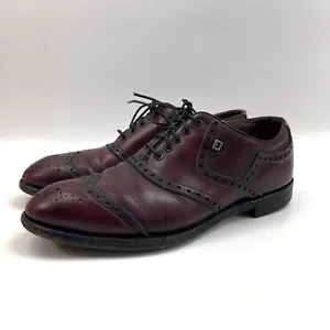 Footjoy Classic Spikeless Golf Oxford Pelle Ciliegia Scura Scarpe Uomo Taglia 8,5 D - Foto 1 di 19