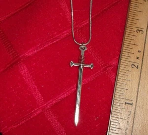 Sword Necklace Silver plated - Pendant on Chain - Picture 1 of 4