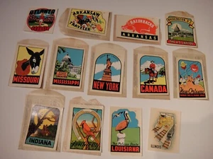 Vintage State Travel Window Decals Souvenir - Golden Age of Travel - You Choose - Picture 1 of 27