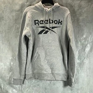 REEBOK Men's Medium Grey Heather Identity Fleece Stacked Logo Hoodie SZ M - Bild 1 von 11