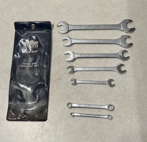 Vintage 5-piece POWR-KRAFT 12-pt Combination Wrench set. Made in USA. w/ Pouch - Picture 1 of 7