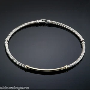 DAVID YURMAN 5 MM CABLE CHOKER NECKALCE 14K YELLOW GOLD & STERLING SILVER 16" - Picture 1 of 10