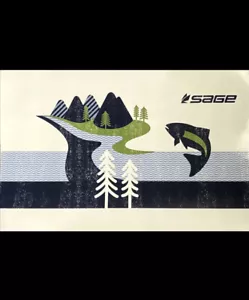 "Sage Forelle springen in Bach mit Bergen Fliegenfischen Retro Aufkleber 8""x5""" - Bild 1 von 1