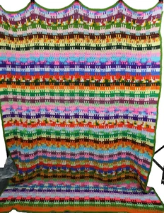 Vintage Retro Oma Afghan Vintage Überwurf Decke Bauernhaus Handarbeit gehäkelt - Bild 1 von 10