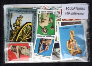 Sculptures 100 timbres différents oblitérés - Imagen 1 de 1