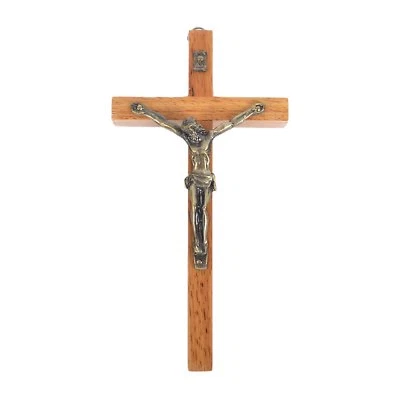Cruz de pared de metal de madera vintage crucifijo santo religioso tallado Cristo natural Foto 1 de 3