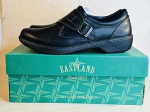 NEW Eastland Sherri Shoes Loafers Black Faux Leather Buckle Women's Size 9 M - Picture 1 of 13