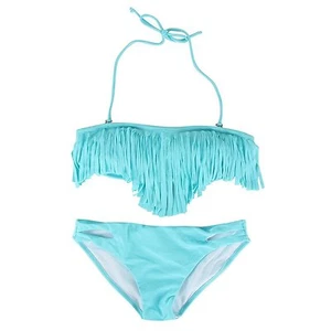 YG Para mujeres Acolchado Bandeau Sexy Flecos Traje de Baño Traje de Baño Bikini Conjunto de 2 piezas Aqua S - Imagen 1 de 2