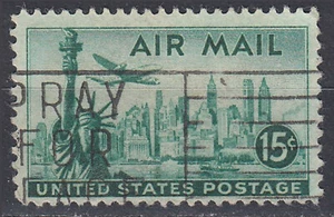 USA gestempelt Airmail Luftpost Luftfahrt Flugzeug Freiheitsstatue NY / 13986 - Bild 1 von 1