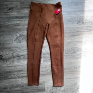 Neu mit Etikett Spanx Rich Carmel Kunstleder Leggings Überziehhose Medium Petite - Bild 1 von 9