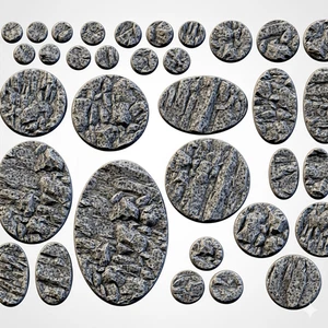 Steiniger Bodenstil Landschaftsbasen 25mm, 32mm, 40, 50mm, 60mm, 80mm, rund, oval - Bild 1 von 8