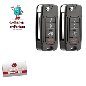 Durable Keyless Entry Flip Key Fob Pack of 2 - Transponder Ready for Programming - Picture 1 of 3