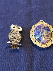 Broschen, EULE und ovales Blumenmuster, tolle Form - Bild 1 von 5