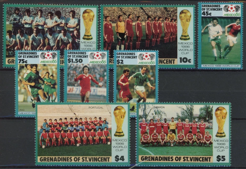 Granadinas San Vicente 1986: Fútbol - Buen conjunto de estampillas muy finas MNH Foto 1 de 1