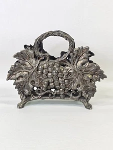 Vintage 1994 Napkin Holder Godinger Silver Co. Plated w Grapes Leaves Metal Tone - Picture 1 of 8