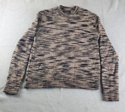 AllSaints Wool Alpaca Blend Sweater Mens XS Brown Black Dali Crew Neck - Image 1 of 4