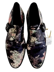 Marc Jacobs schwarze elegante Herrenschuhe asiatischer Blumendruck Schnalle Made in Italy Gr. 44 - Bild 1 von 20
