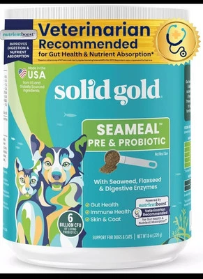 Probióticos SeaMeal de oro sólido para gatos y perros - apoyo digestivo e inmunológico 8 oz Foto 1 de 4