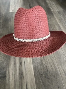 NUEVO CON ETIQUETAS Sombrero Frye & Co Fedora Ala Ancha Paja Corona Alta Para Mujer Talla L Western Boho - Imagen 1 de 6
