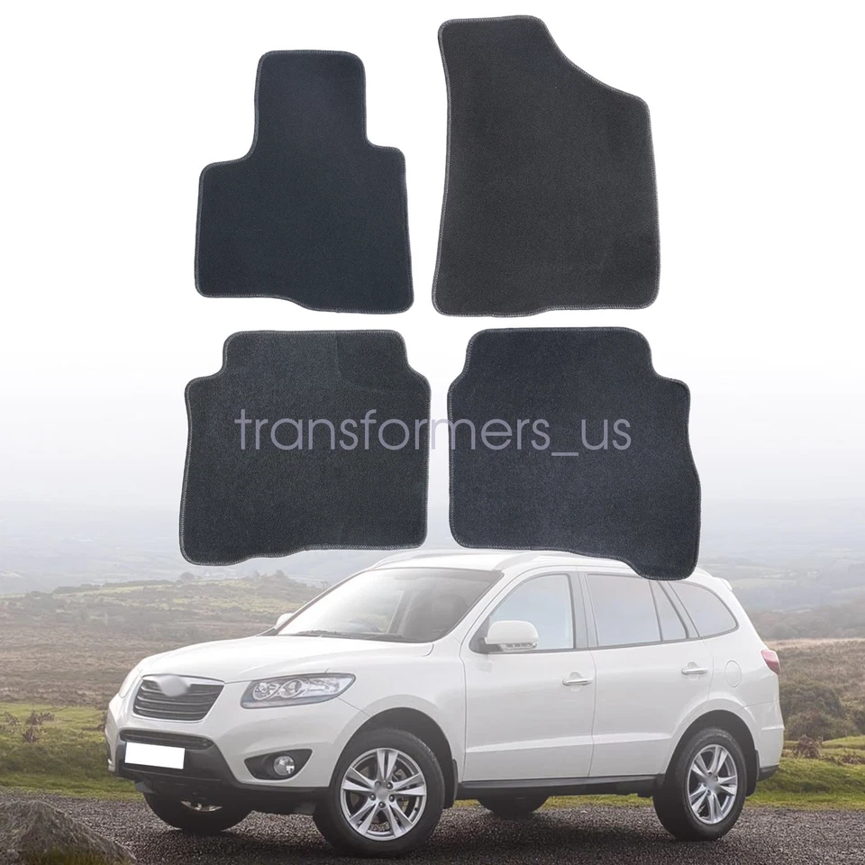 Alfombrillas de terciopelo de repuesto negras para Hyundai Santa Fe 2007-2012 4 puertas Foto 1 de 4