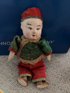 Vintage 1930’s Asian Chinese Boy Doll Composition Paper Mache - Bild 1 von 10