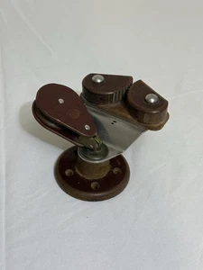 Vintage Gibb Pulley Sailing Multi Sheave Block Shackle Metal Wood - Bild 1 von 8