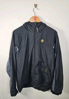 Vintage Timberland Windbreaker Jacket Men's Medium Black Hooded Breathable 90's - Image 1 of 4