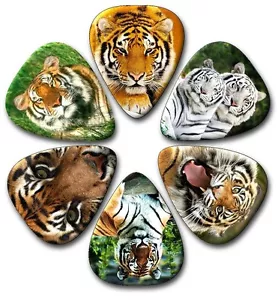 6 TIGER ~ Selecciones de guitarra ~ Plectrums, selecciones de guitarra de celuloide genuino - Imagen 1 de 1