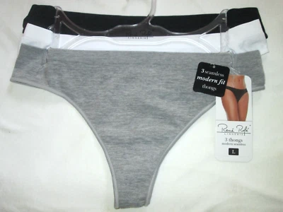 (3)-Tangas sin costuras Rene' Rofe para damas-3 PR-Talla LG-NUEVO CON ETIQUETAS-colores sólidos-ret 30,00 Foto 1 de 4