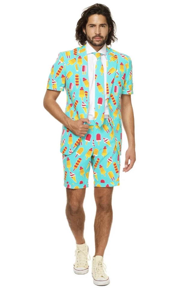 Opposuit Iceman Summer Mens Size 44 3 Piece Suit Short Sleeve, Shorts, & Tie - Image 1 of 4