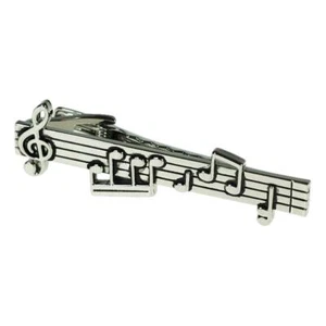 Music Stave Silver-plated Tie Bar/Clip/Slide - Picture 1 of 3