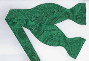 Emerald Green Bow tie, Abstract Marble Print, Prom, Wedding, Self-tie Bow tie - Picture 1 of 5