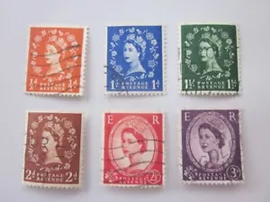 SIX QUEEN ELIZABETH 11 1957-1959 USED GRAPHITE LINED ISSUE STAMPS - Picture 1 of 2