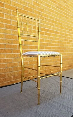Italian BRASS Chiavari Chair-FAUX BAMBOO-Hollywood Regency-MCM-Bedroom/Vanity - Image 1 of 4