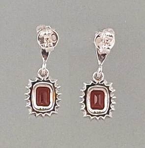 9923242 Granat-Markasiten-Ohrringe 1x2, 5cm 925er Argent - Picture 1 of 2