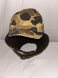 Vintage Columbia Insulated Old School Camo Duck Hunting Hat Brown Waterfowl - Picture 1 of 5