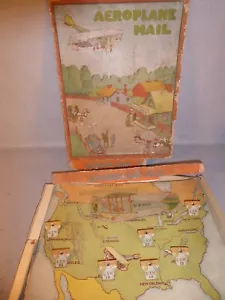 Antique Aeroplane U.S.M Mail Game HENRIKSEN MFG CO CHICAGO 1920 Post Office Gray - Picture 1 of 16