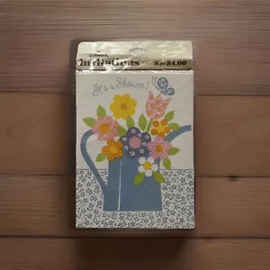 VTG Greeting Card Shower Invitation Bridal Hallmark Baby 1980s flower floral old - Picture 1 of 24