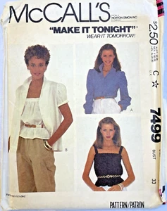 McCall's 7499 Make It Tonight Wear It Tomorrow sehr guter Zustand Größe 9 Brustumfang 33 1981 - Bild 1 von 3
