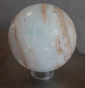 KARIBISCHE CALCITKUGEL (VIELLEICHT BLAUER ARAGONIT?) 70,2 mm / 494,2 Gramm - Bild 1 von 7