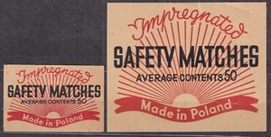 POLAND 1946/50 Matchbox Label Export - Cat.E#004+B, Impregnated, (rising sun). - Picture 1 of 1