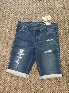 Juicy Couture Women's Flaunt It Bermuda Mid-Length Denim Shorts Size 6 NWT - Picture 1 of 8