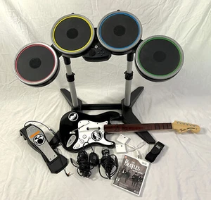 Wii Rock Band Drum Set BUNDLE Drums Guitar Dongles Mic Game *Read Description* - Picture 1 of 11